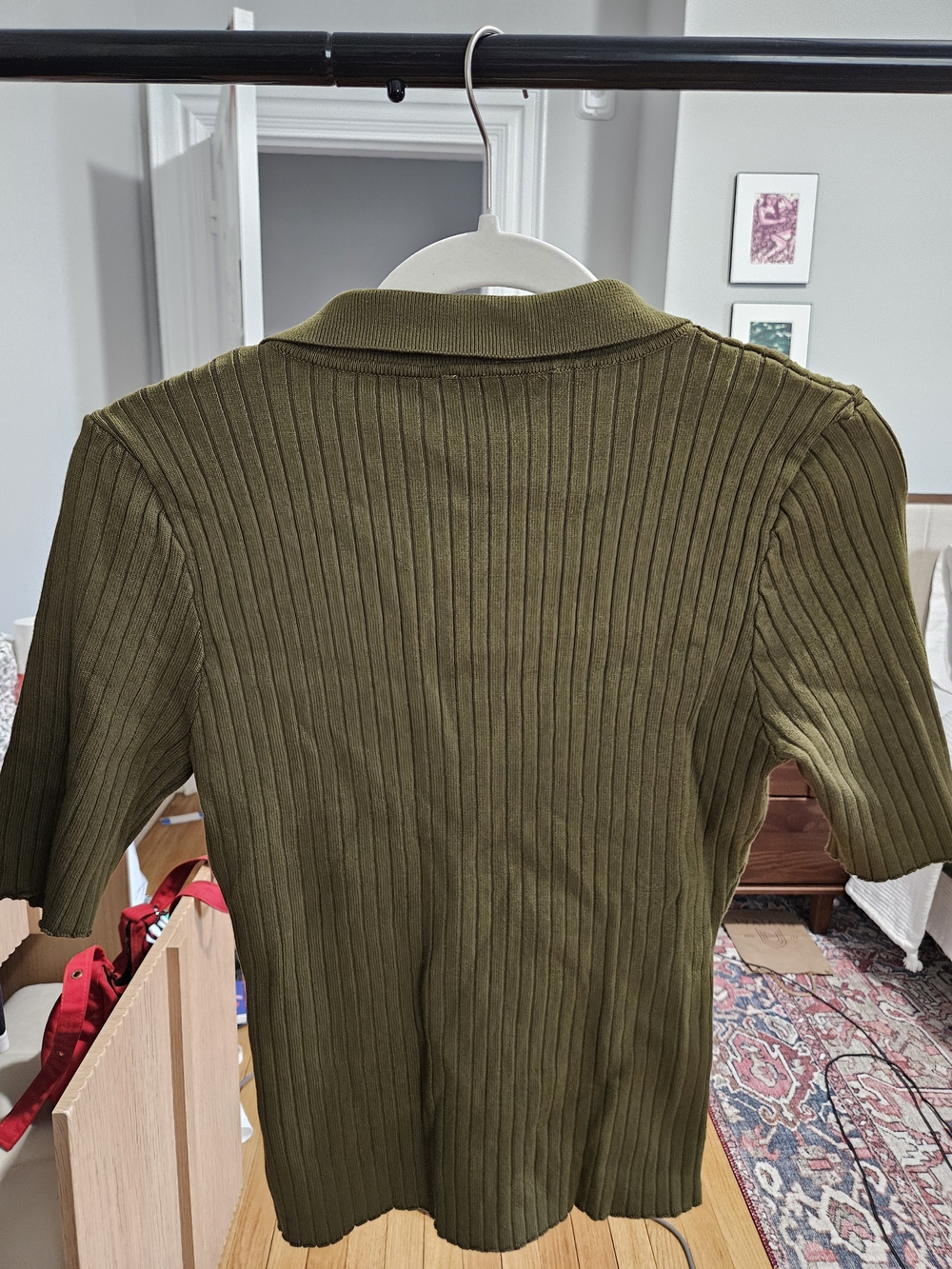 Lulu's Olive Green Ribbed Polo Button Top - Picture 2 of 4